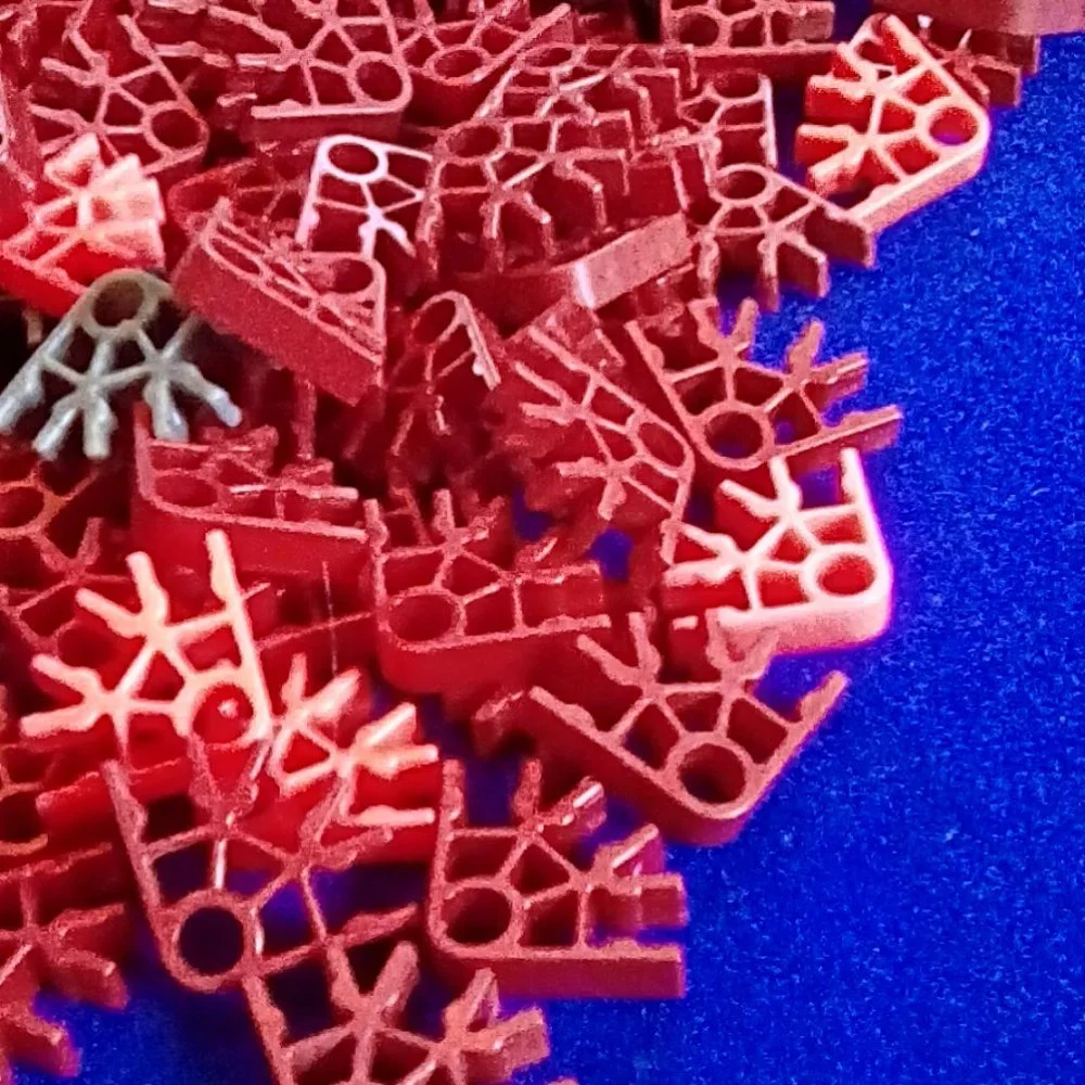 K'NEX 3 way connector red, bright red, grey